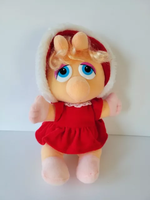 Vintage Baby Miss Piggy Christmas 1987 Plush Doll Stuffed Animal Henson Muppets