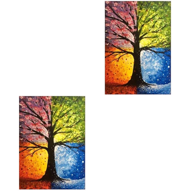 2 stücke Perlen Malerei Baum Muster Strass Kreuzstich Kit Wanddekor Home