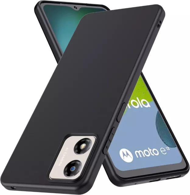 For Motorola Moto E13 Case, Slim Black Silicone Shockproof Gel Phone Cover