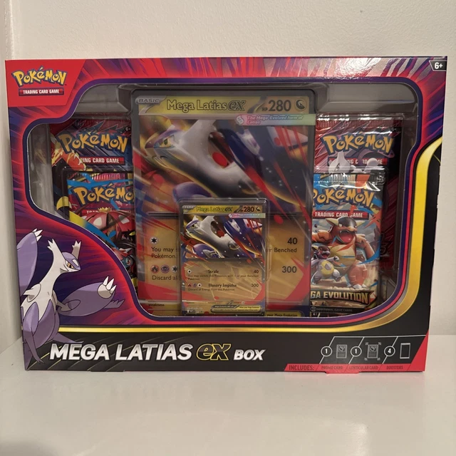 thumbnail image 2 of Pokemon TCG: Mega Evolution Mega Latias Ex Box (Factory Sealed W/ 4 Booster Packs) 2 of 6