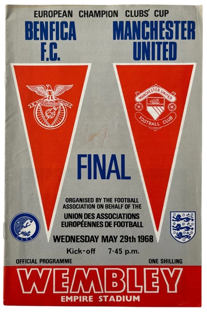 Fanion Manchester United - Benfica Coupe 1968 - Vintage Football