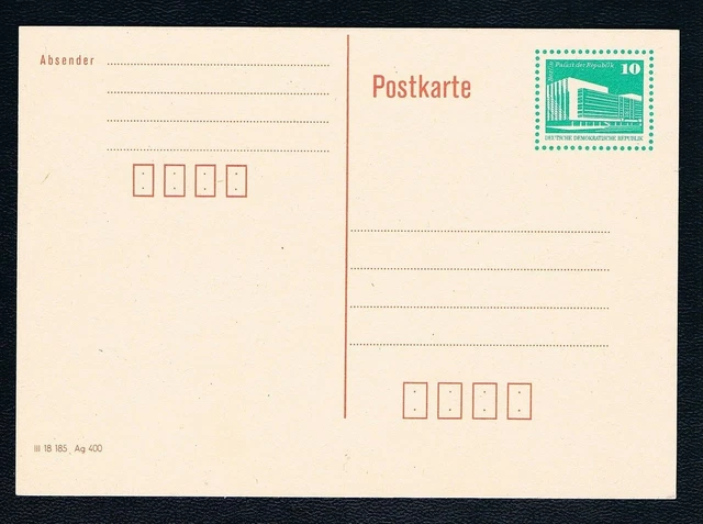 DDR Postkarte Palast der Republik 10 ** grün mit Druckvermerk