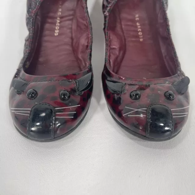 Marc Marc Jacobs Burgundy Black Patent Leather Mouse Ballet Flats Size US 5.5 2