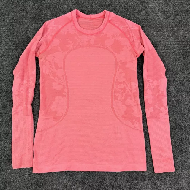 Lululemon Swiftly Tech Shirt Womens Size 10 Pink Floral Long Sleeve *Flaw*