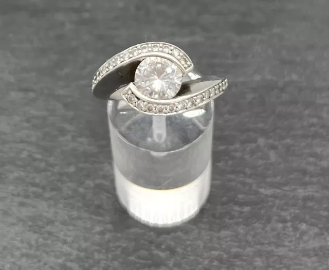 925 Bague Argent Avec Zircon, Taille de au Choix 56, Femme, Bon État Action