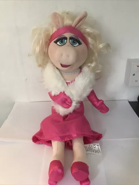 19” The Muppets MISS PIGGY Plush Soft Toy Disney Store Original Pink Dress Boa