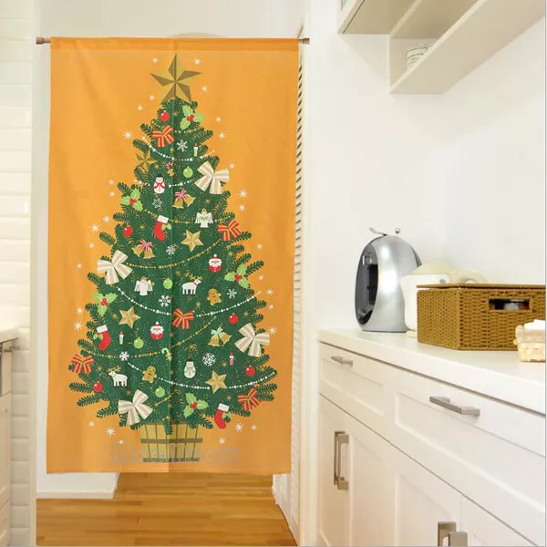 NOREN Door Curtain Japanese Doorway Divider Tapestry 85×150cm Christmas Tree