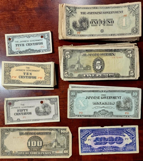 Lot of 252 WWII Japanese Government War Notes Philippines