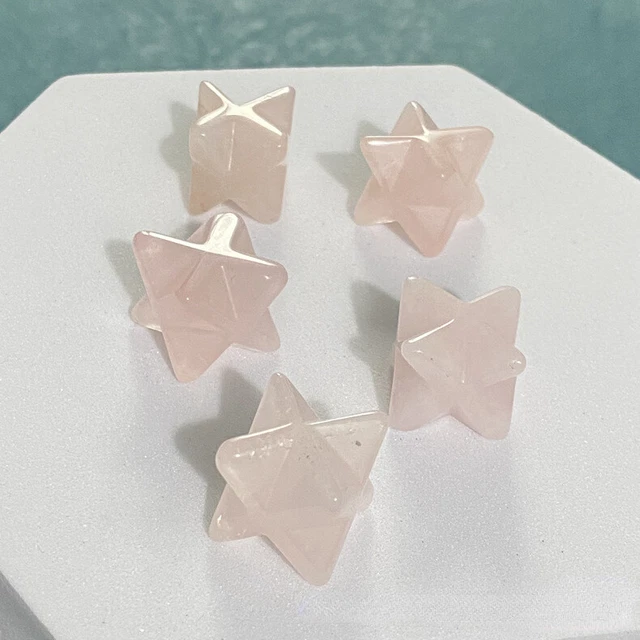 20pc Natural Rose Quartz Stone Merkaba Star Healing Reiki Adventurine Rare Decor 2