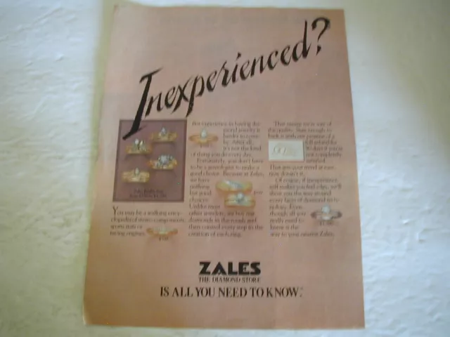 1983 Zales The Diamond Store Is All You Need To Know. Vintage Print Ad L052