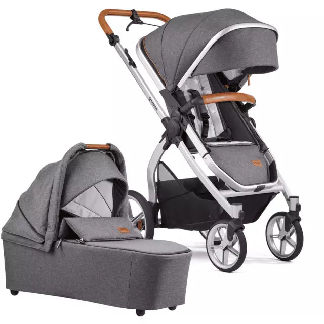 Gesslein Kombi Kinderwagen FX4 Life Babywanne Buggy Grau meliert / Sterne B-WARE