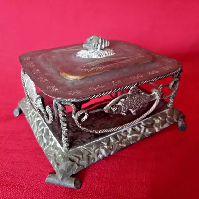 Rare Antique Walker & Hall Silver Plated Sardines Box...