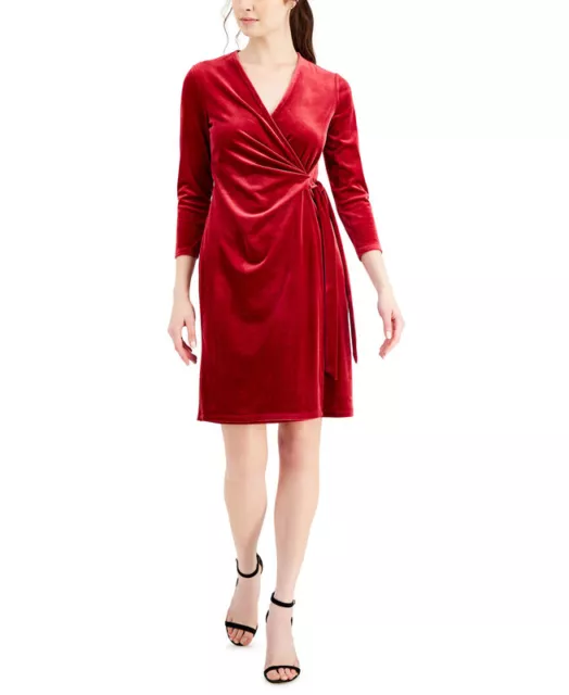 Anne Klein Women's Velvet Wrap Sheath Dress