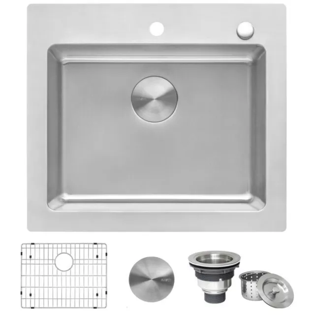 Ruvati 25"x22" Drop-in Topmount 16 Gauge Single Bowl Kitchen Sink- RVM5025(2655)