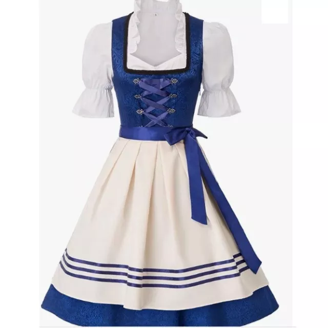 Costume Oktoberfest Jasambac Dirndl 3 pezzi per Carnevale Bavarese Blu Reale Med Costume Oktoberfest Jasambac Dirndl 3 pezzi per Carnevale Bavarese Blu Reale Med
