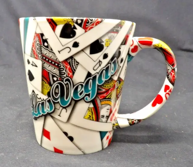Las Vegas 12oz Coffee Mug Covered in Playing Cards Both Inside & Outside 4"