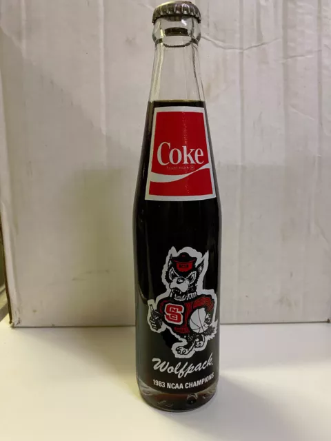 NC State Wolfpack Basketball - 1983 NCAA Champs Glass Coke Bottle Unopened