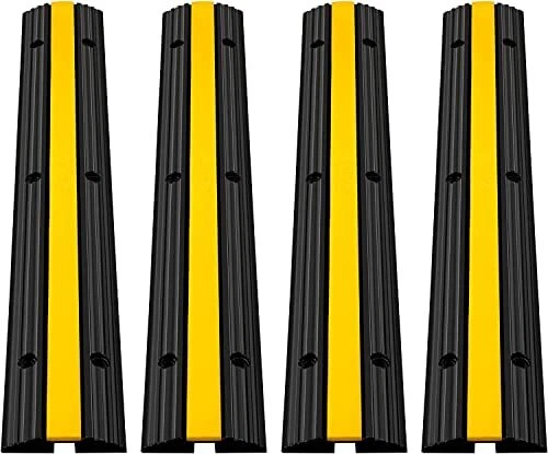 4 Pack of 1-Channel Rubber Cable Protector Ramps Heavy Duty Protective Cover