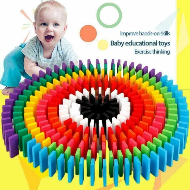 240Pcs Dominosteine bunte Bausteine Bauklötze Holzklötze Kinder Domino Spielzeug