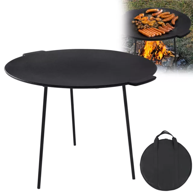Gusseisen Grillpfanne Ø 45cm BBQ Grillplatte mit Abnehmbar Ständer Dutch Oven