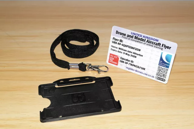CAA Drone Flyer ID Card - Operator ID - Fast Postage with Lanyard & stickers