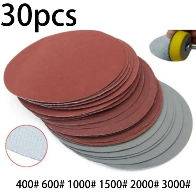 30x 150mm Sanding Discs Hook And Loop Sandpaper Orbital Sander Pads 400-3000Grit