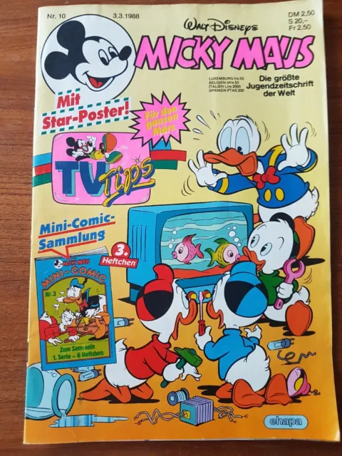 Micky Maus 1988 / Heft Nr.10 /  -mit Beilage TV Tipps  &  Mini Comic Sammlung-