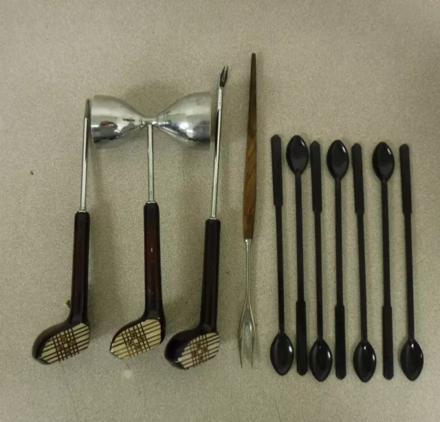 Shields Fifth Ave.Golf handle cocktail bar set with spoons