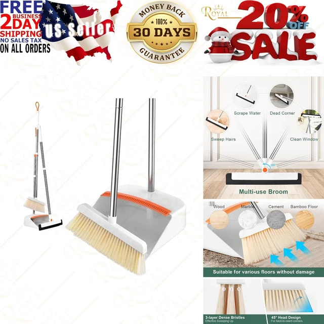 3Pcs Broom and Dustpan Floor Squeegee Sets,Extendable Brooms Dust Pan wit
