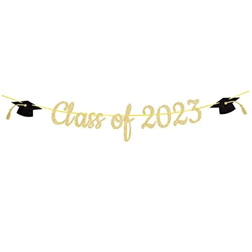 GEXOLENU GOLD CLASS of 2023 Graduation Theme Party Decoration Banner