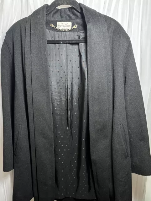 Women’s Ashley Scott Black Wool Coat Petite Pit To Pit 22”  Open Front