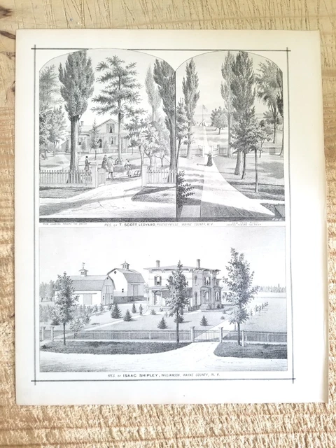 RES OF T SCOTT LEDYARD & ISAAC SHIPLEY,WAYNE CO,NY.1887 13.7" x 11.5 ART PRINT