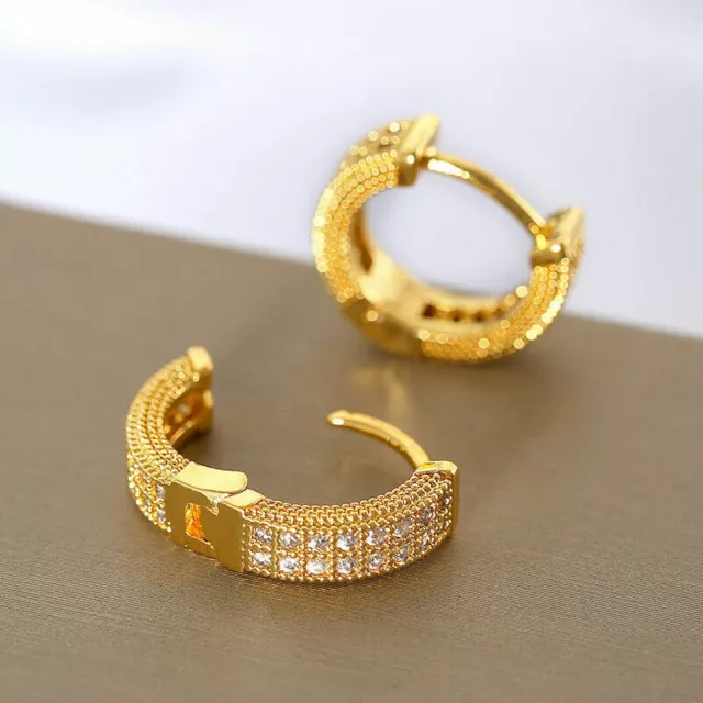 Women Jewelry 18k Gold Plated Cubic Zirconia Small Huggie Hoop Earrings Piercing