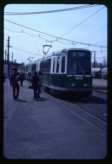 Trolley Slide - Boston MBTA #3419 LRV Streetcar 1977 Light Rail Train Transit
