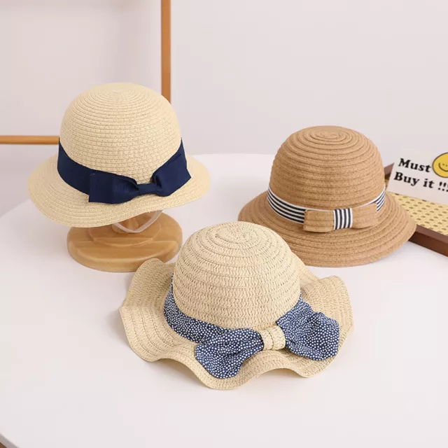 Baby Kids Girl Summer Hat Infant Toddler Wide Brim Straw Hats Holiday Outdoor