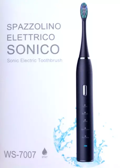 Spazzolino Da Denti Elettrico Sonico Ricaricabile Con 4 Testine Ricambio Incluse