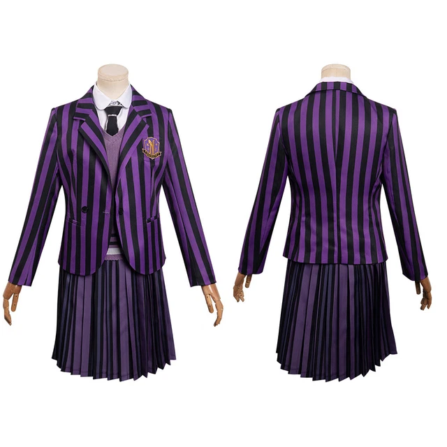 Kids Girls Wednesday Addams Enid Cosplay Costume School Uniform Skirt Dress Suit