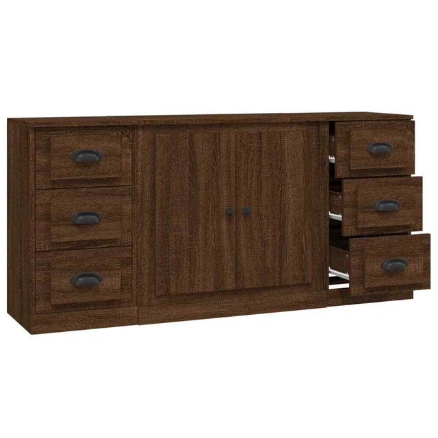 AX Credenza 3 Mobiletti 142x35.5x67.5cm Rovere Mobiletto Soggiorno Nuovo 3185238