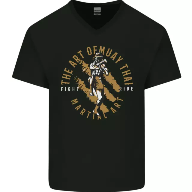 The Art of Muay Thai MMA Mixed Martial Arts Mens V-Neck Cotton T-Shirt