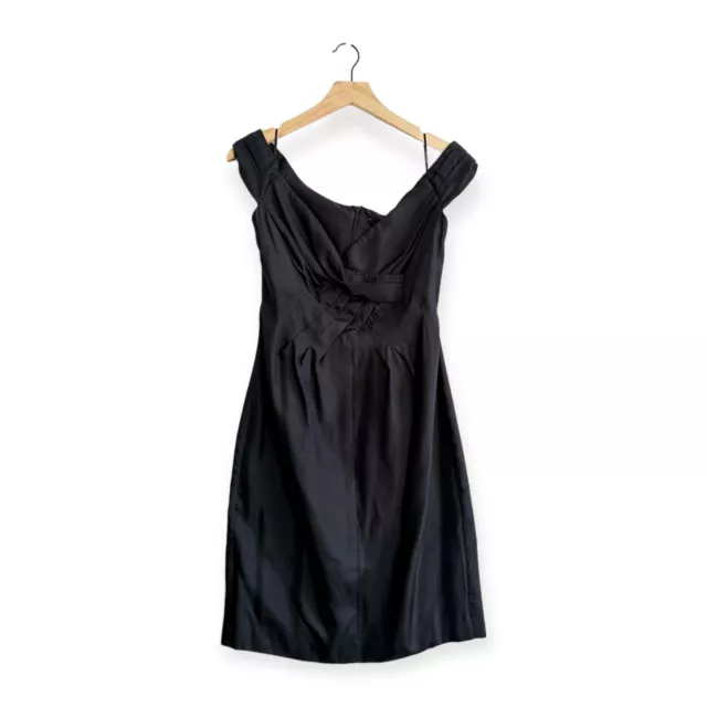 Black Halo Silk Sleeveless Pleated Sheath Dress, Size 8, Black, New with Tags,