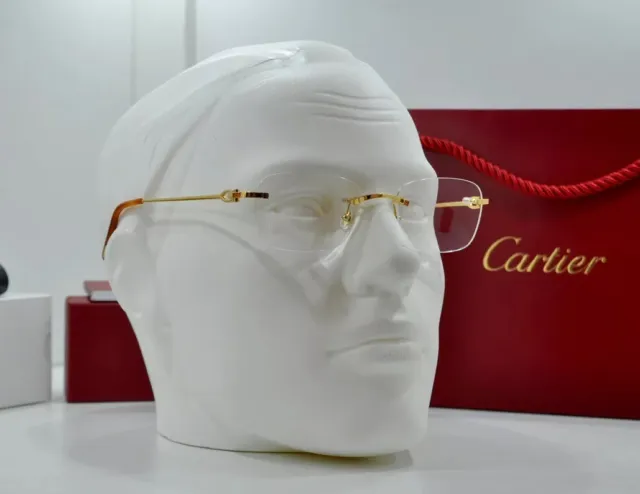 New Cartier Harmattan Rimless Sunglasses Decor C Gold Frame Occhiali Brillen 3