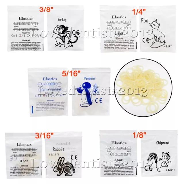 Dental Orthodontic Rubber Bands Ortho Elastics Latex Braces 20 Sizes For Choice