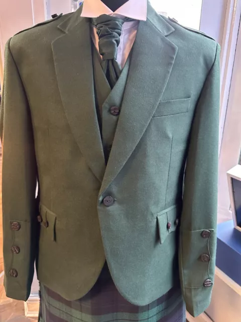 Scottish Argyle Kilt Jacket & Waistcoat, Bottle GREEN Crail Style 36"-56" Chest