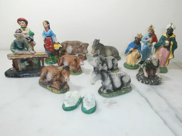 15 STATUINE PRESEPE pasta gesso dipinte 12 cm EUR 29,90 - PicClick IT