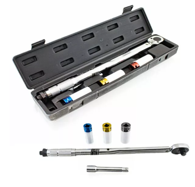 Drehmomentschlüssel mit Felgenschutz Ratsche 3er Nuss Set 17mm 19mm 21mm