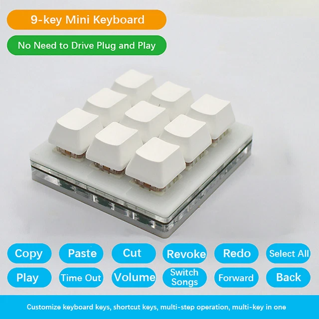 9-KEY KEYPAD MECHANICAL Keyboard DIY Custom USB programming Copy Paste ...
