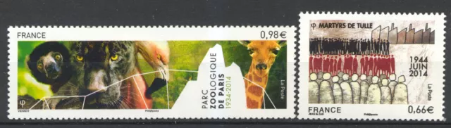 FRANCE 4865 ET 4868 MARTYRS DE TULLE ET ZOO DE PARIS, 2014, NEUFS xx, TRES BEAUX