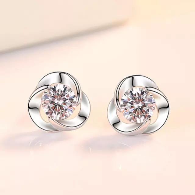925 Sterling Silver Cute Swirl Stone Stud Earrings Womens Girls Jewellery Gift