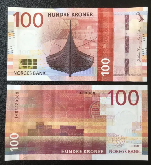 UNC Norway 100 Kroner Banknote 2016
