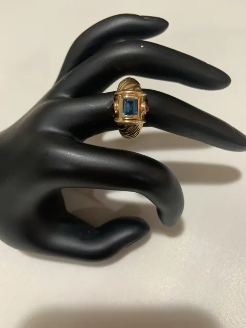 14k Gold Blue Indicolite Tourmaline Ring 8 Grams